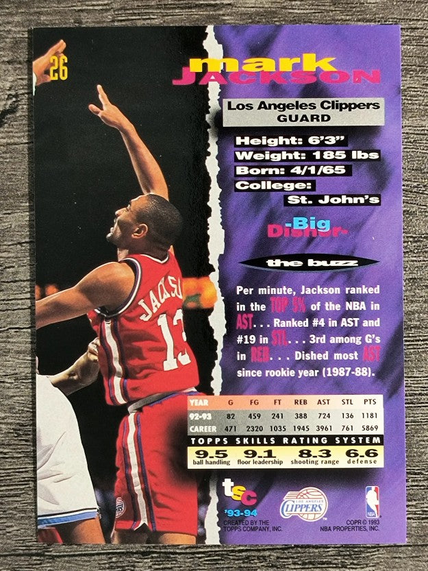 1993-94 Stadium Club #26 Mark Jackson