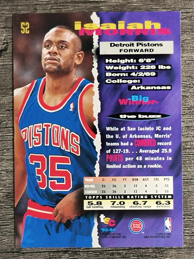 1993-94 Stadium Club #52 Isaiah Morris