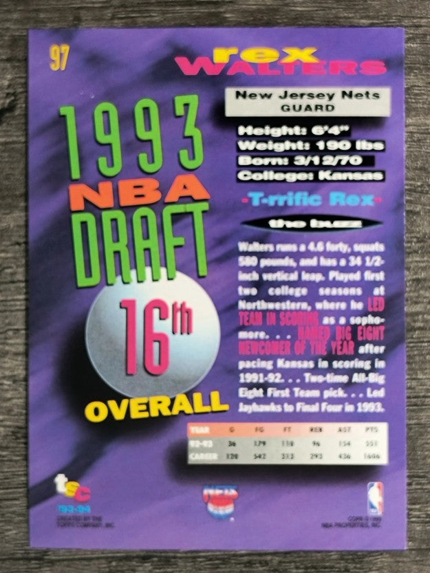 1993-94 Stadium Club #97 Rex Walters RC