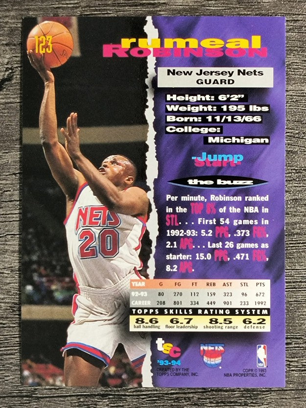 1993-94 Stadium Club #123 Rumeal Robinson