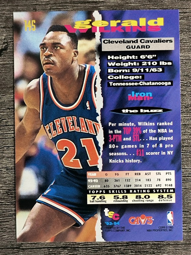 1993-94 Stadium Club #145 Gerald Wilkins