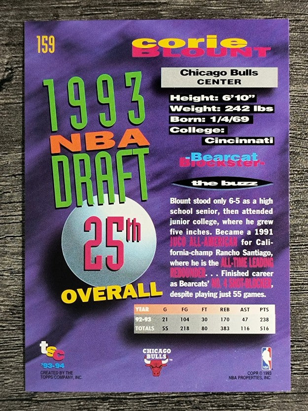 1993-94 Stadium Club #159 Corie Blount RC