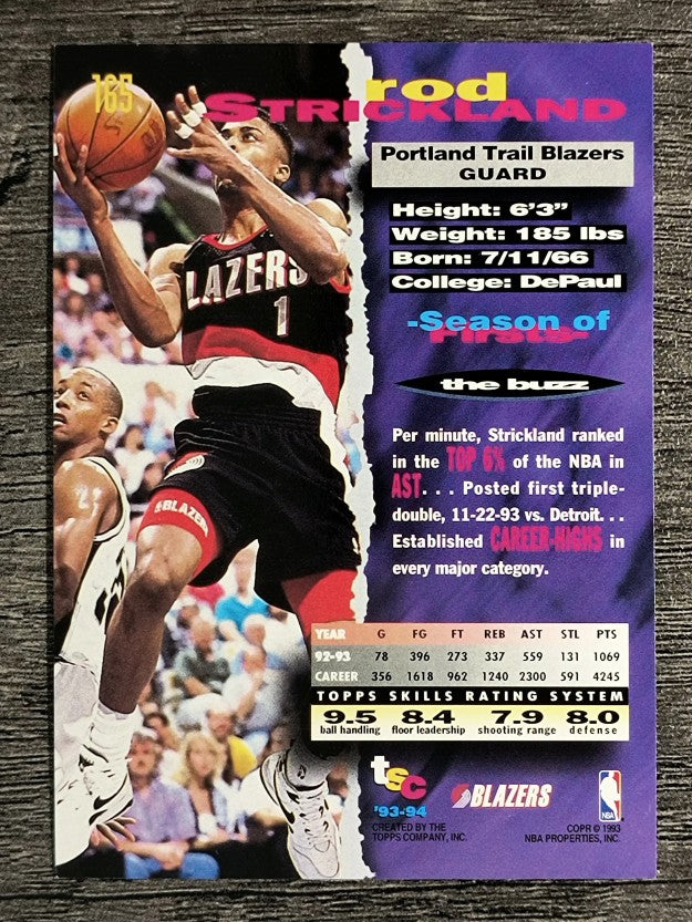 1993-94 Stadium Club #165 Rod Strickland