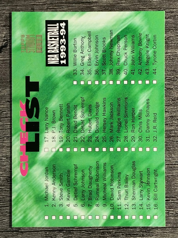 1993-94 Stadium Club #179 Checklist 1-90