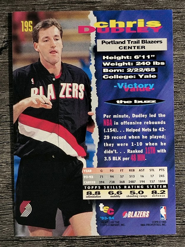 1993-94 Stadium Club #195 Chris Dudley