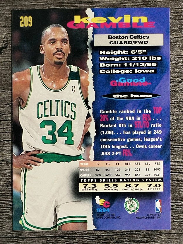 1993-94 Stadium Club #209 Kevin Gamble
