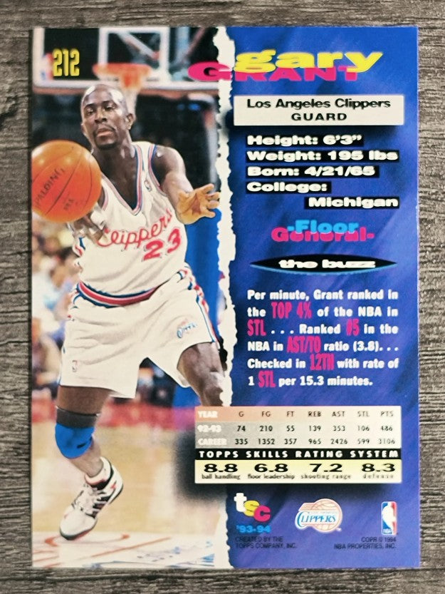 1993-94 Stadium Club #212 Gary Grant