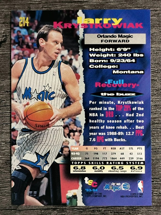 1993-94 Stadium Club #214 Larry Krystkowiak