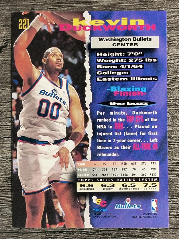 1993-94 Stadium Club #221 Kevin Duckworth
