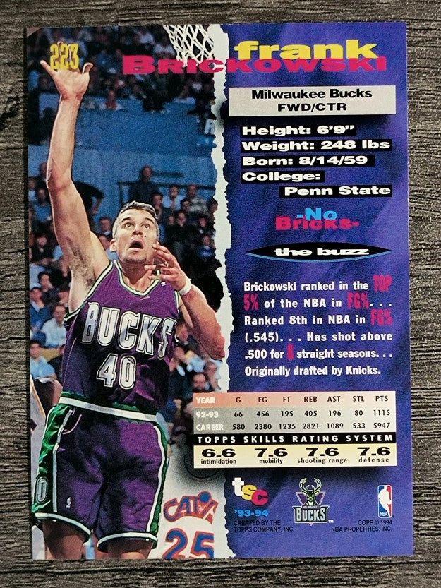 1993-94 Stadium Club #223 Frank Brickowski