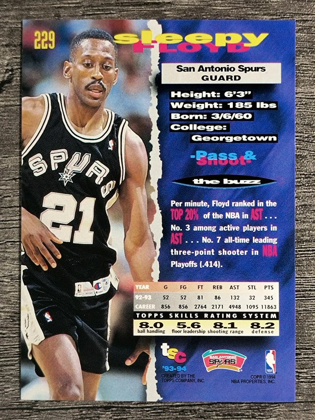 1993-94 Stadium Club #229 Sleepy Floyd