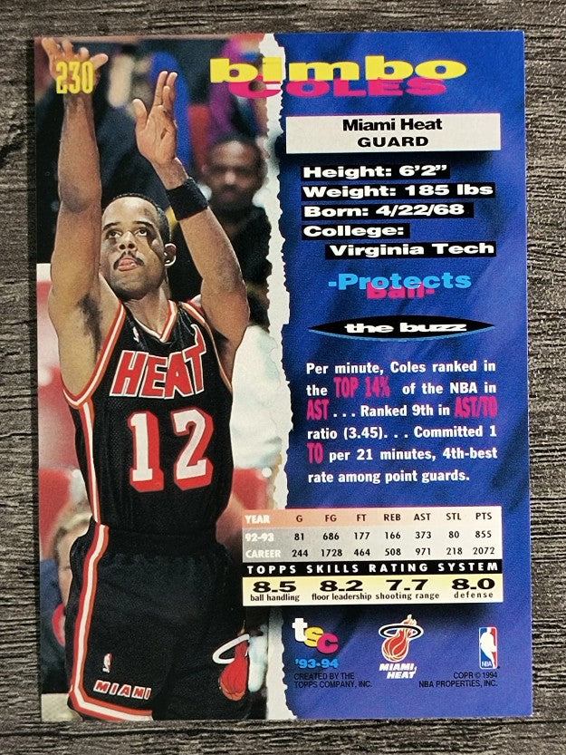 1993-94 Stadium Club #230 Bimbo Coles