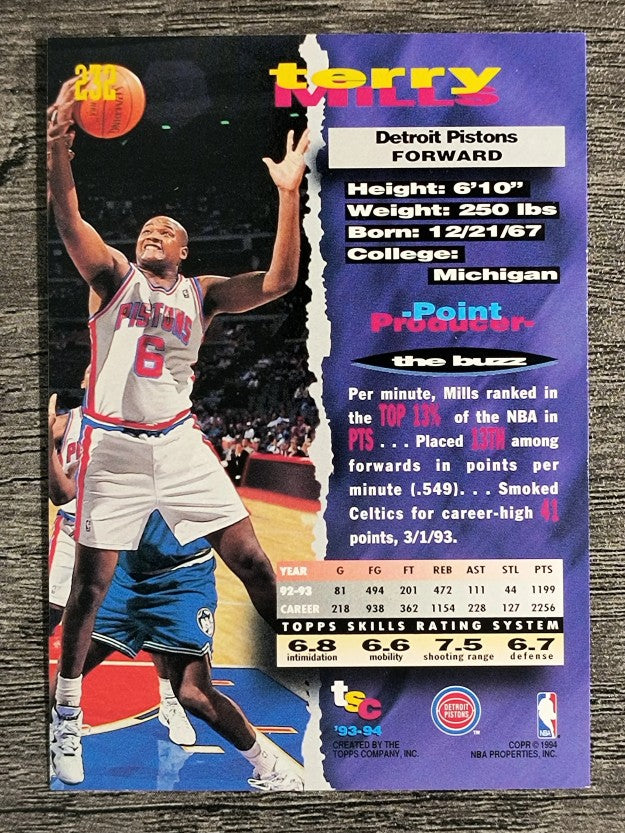 1993-94 Stadium Club #232 Terry Mills