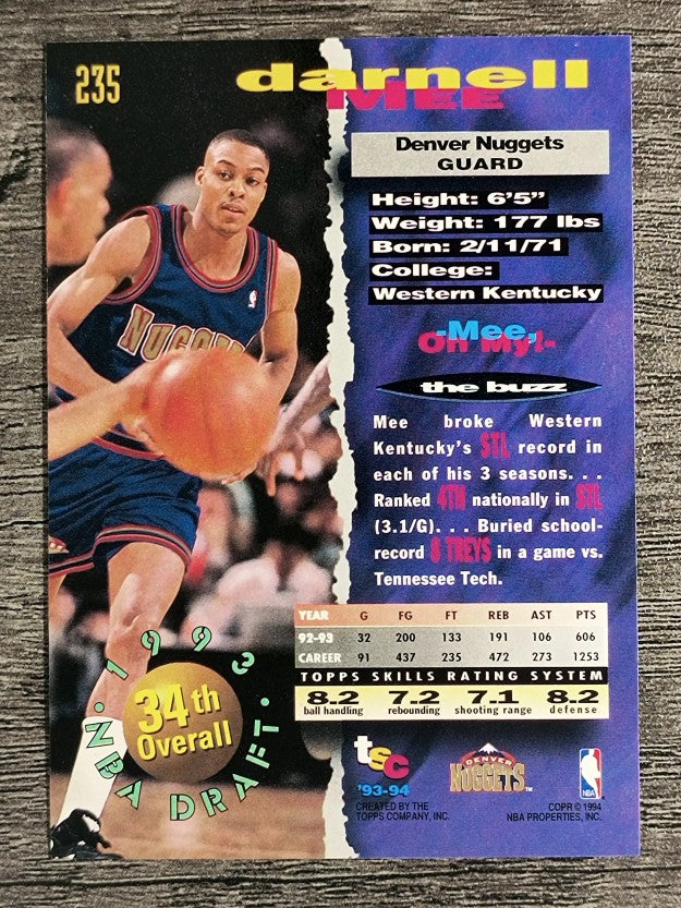 1993-94 Stadium Club #235 Darnell Mee RC