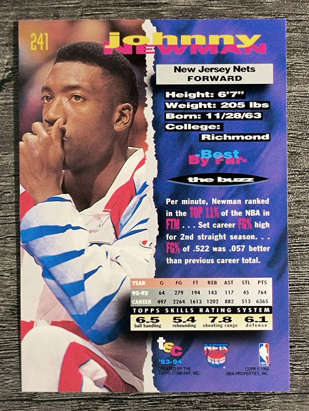 1993-94 Stadium Club #241 Johnny Newman