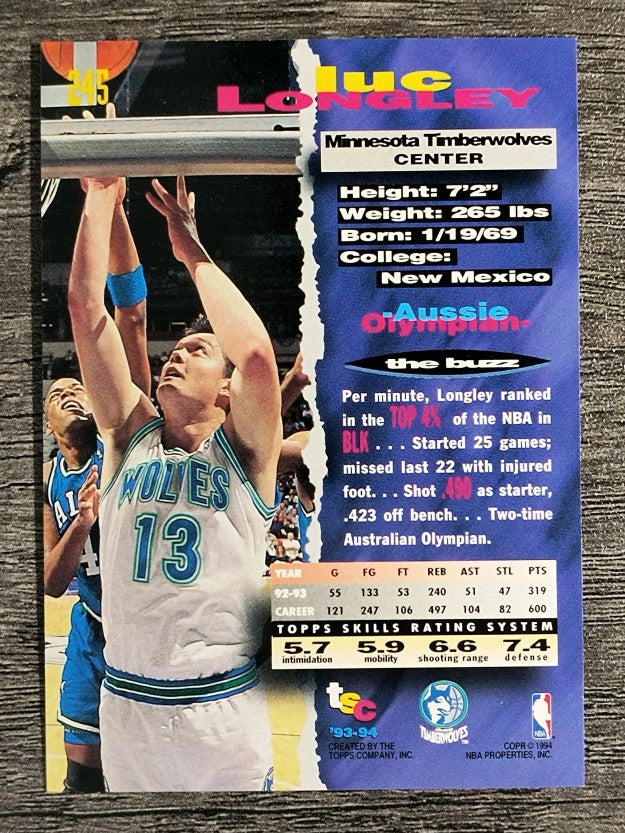 1993-94 Stadium Club #245 Luc Longley