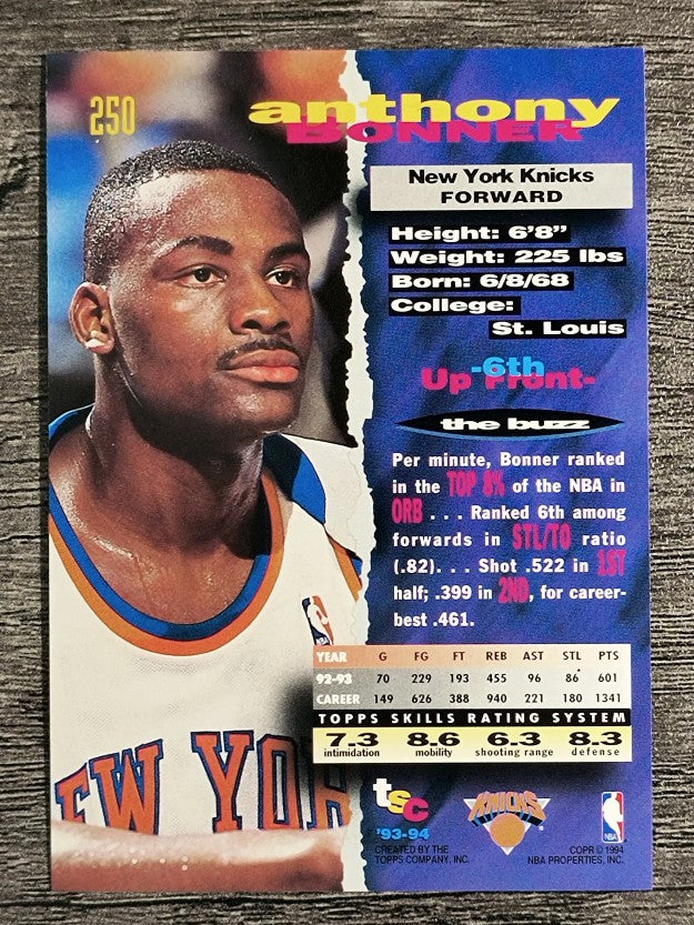 1993-94 Stadium Club #250 Anthony Bonner