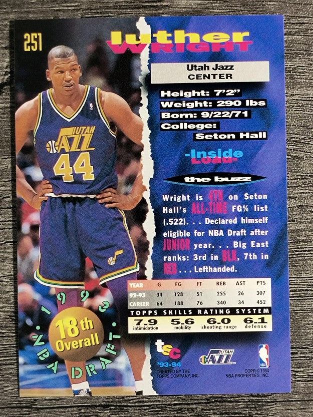 1993-94 Stadium Club #251 Luther Wright