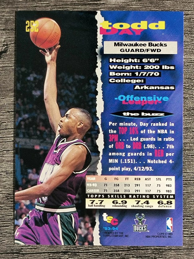 1993-94 Stadium Club #252 Todd Day