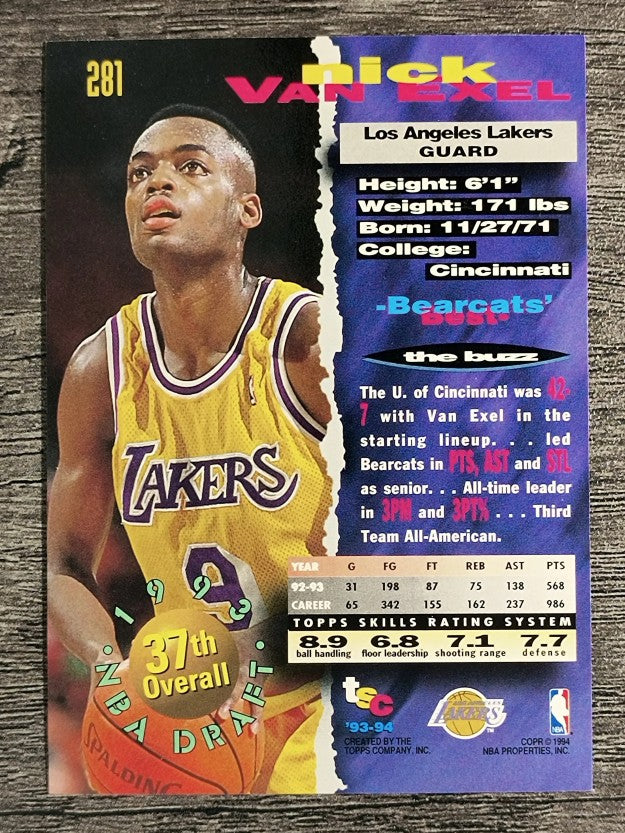1993-94 Stadium Club #281 Nick Van Exel RC