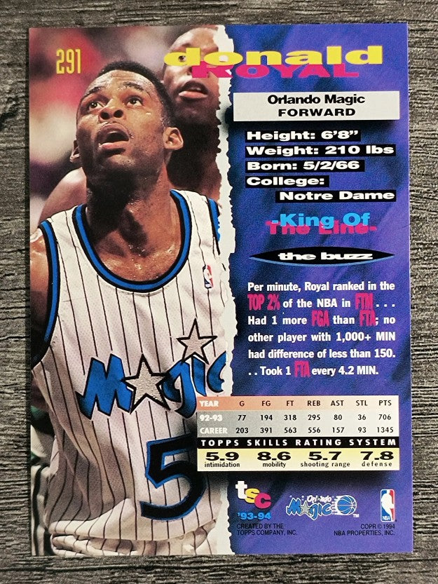 1993-94 Stadium Club #291 Donald Royal