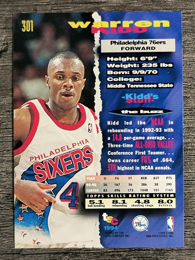 1993-94 Stadium Club #301 Warren Kidd RC