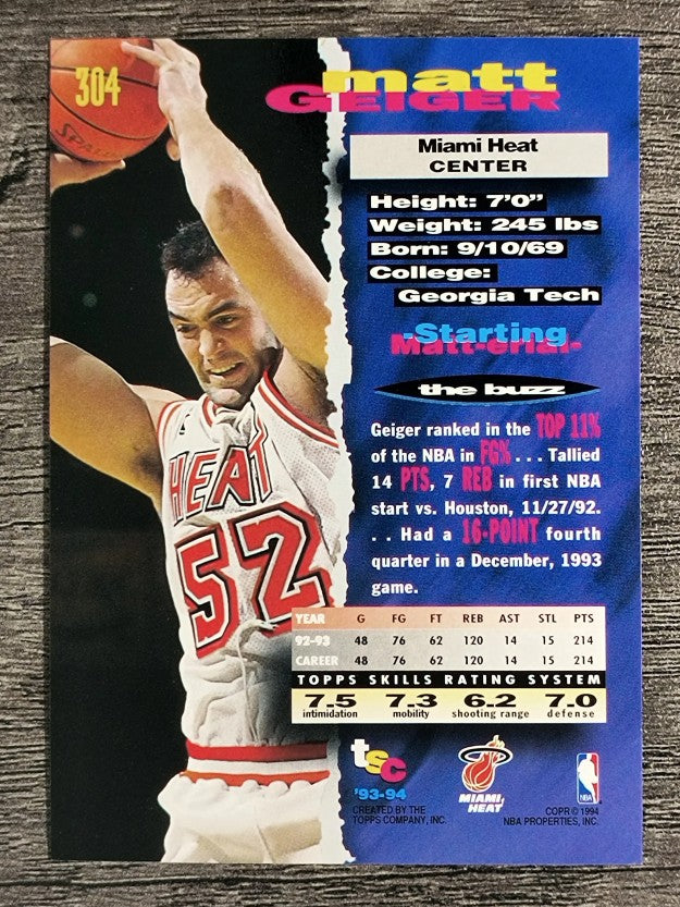 1993-94 Stadium Club #304 Matt Geiger