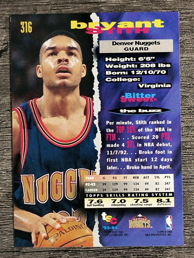 1993-94 Stadium Club #316 Bryant Stith