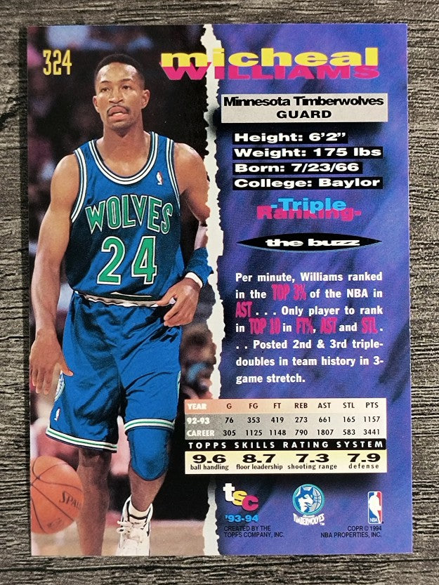 1993-94 Stadium Club #324 Micheal Williams