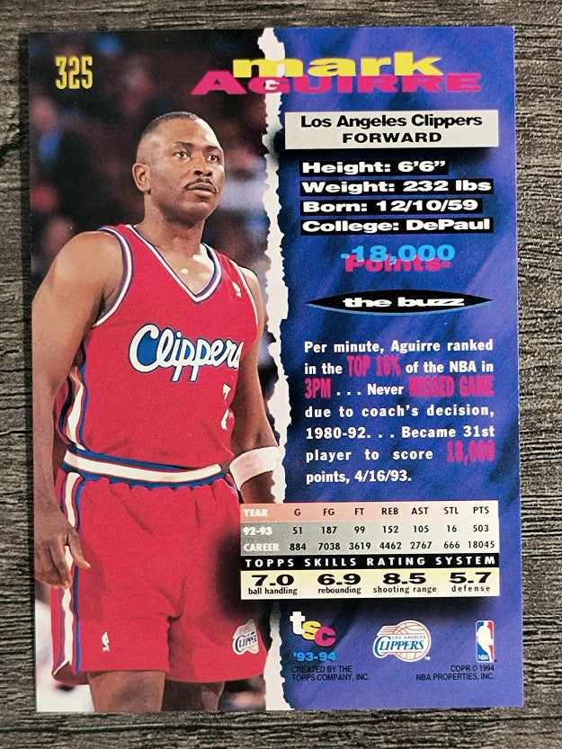 1993-94 Stadium Club #325 Mark Aguirre