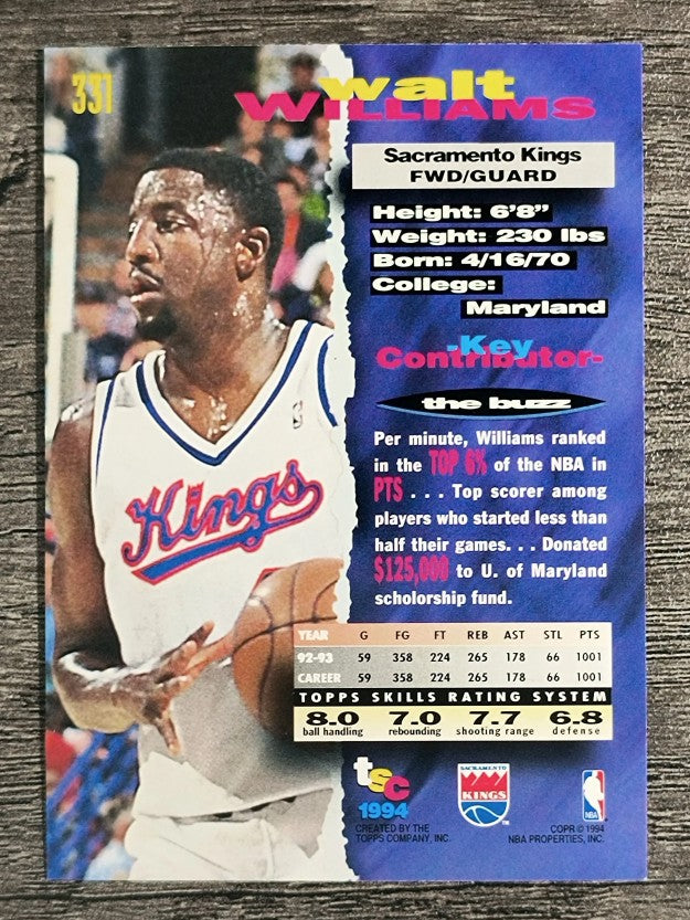 1993-94 Stadium Club #331 Walt Williams