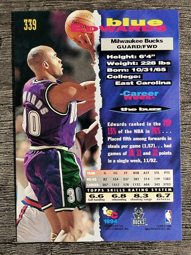 1993-94 Stadium Club #339 Blue Edwards