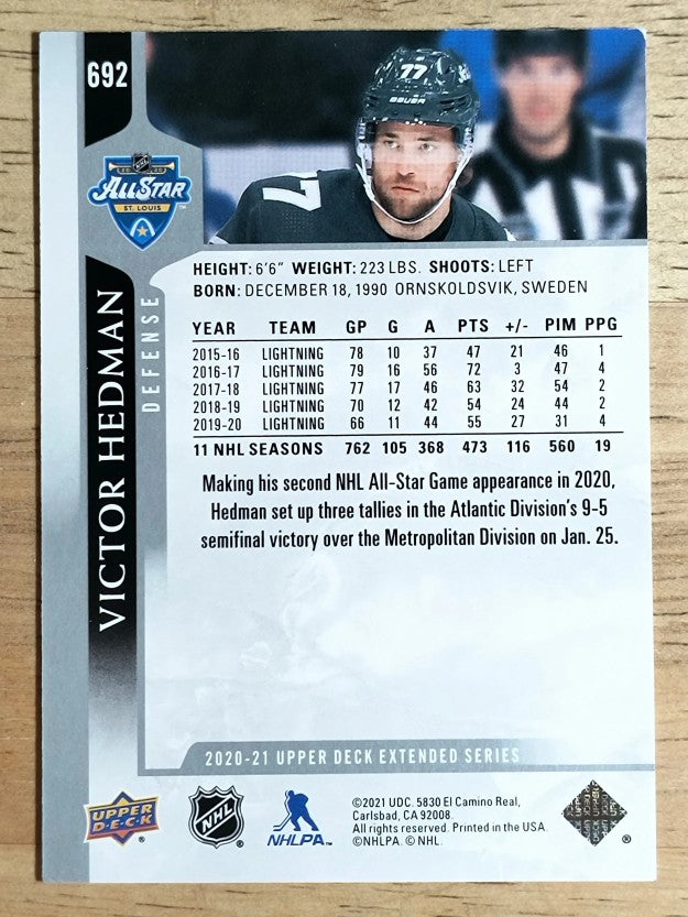2020-21 Upper Deck #692 Victor Hedman AS