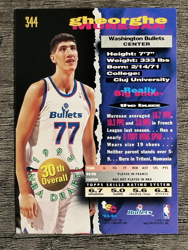 1993-94 Stadium Club #344 Gheorghe Muresan RC