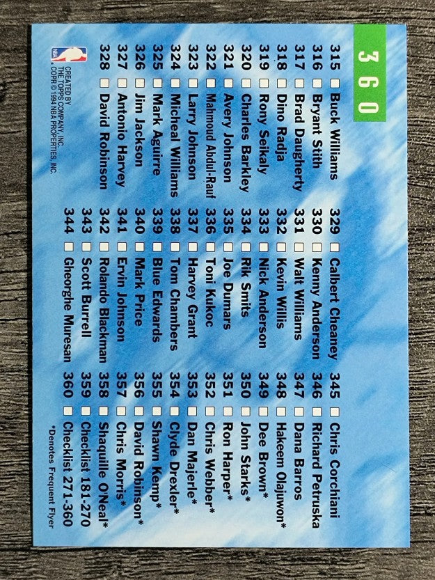 1993-94 Stadium Club #360 Checklist