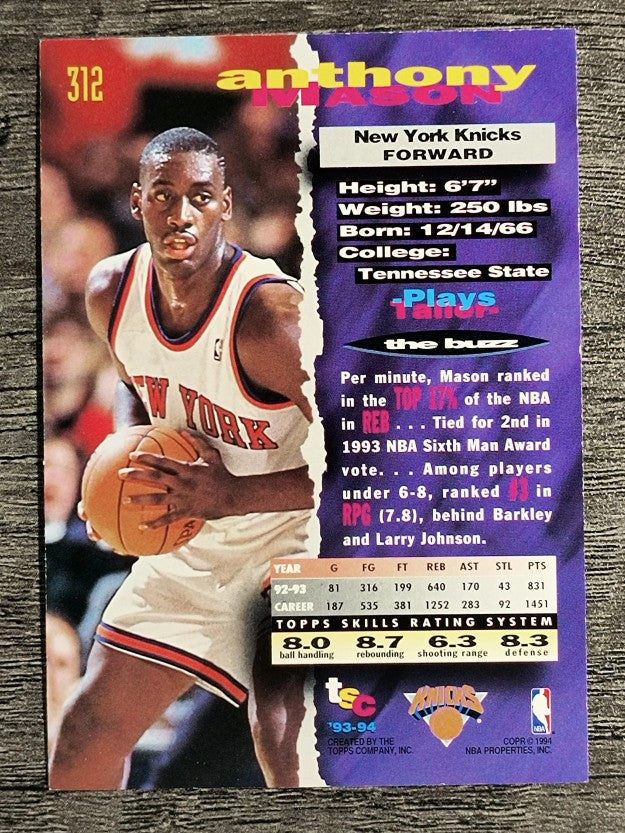 1993-94 Stadium Club Super Teams Division Winners #K312 Anthony Mason