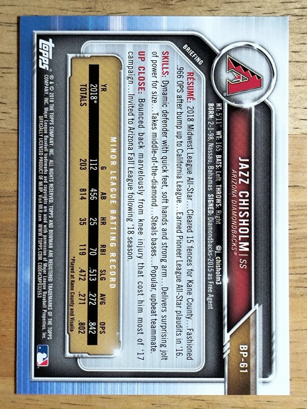 2019 Bowman Prospects #BP61 Jazz Chisholm
