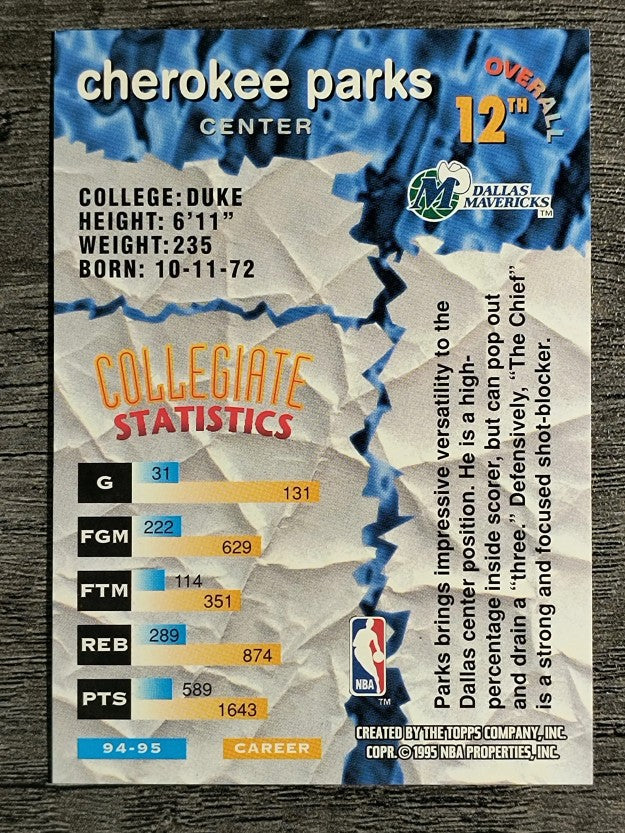 1995-96 Stadium Club Draft Picks #12 Cherokee Parks