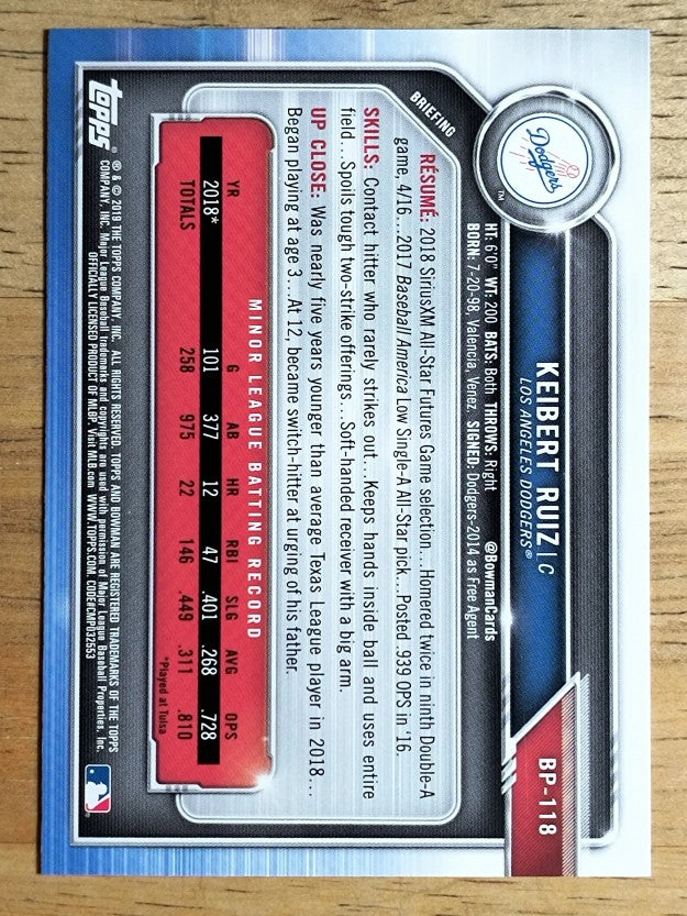 2019 Bowman Prospects #BP118 Keibert Ruiz