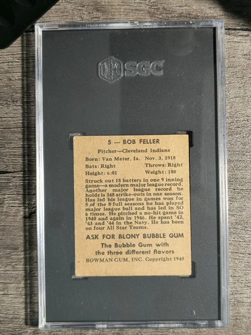 1948 Bowman #5 Bob Feller RC (SGC 3 VG)