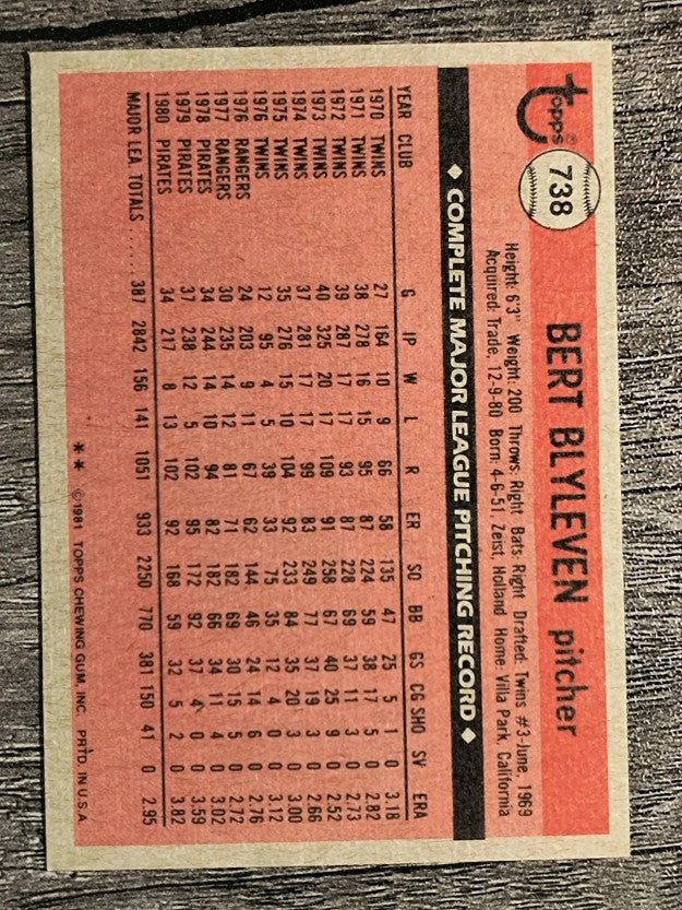1981 Topps Traded #738 Bert Blyleven