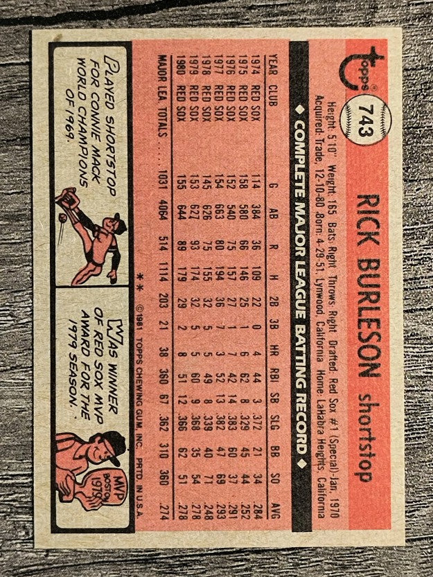 1981 Topps Traded #743 Rick Burleson