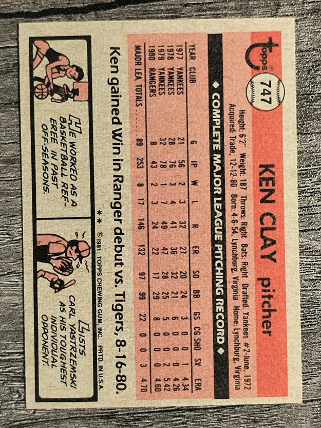 1981 Topps Traded #747 Ken Clay