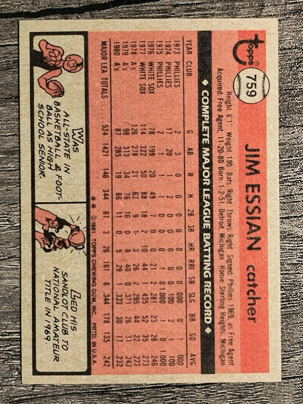 1981 Topps Traded #759 Jim Essian