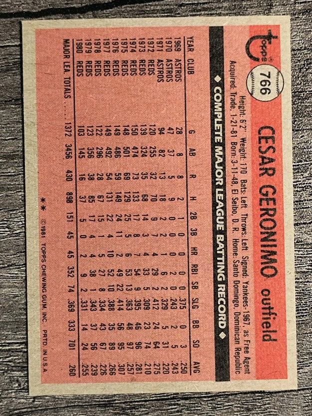 1981 Topps Traded #766 Cesar Geronimo