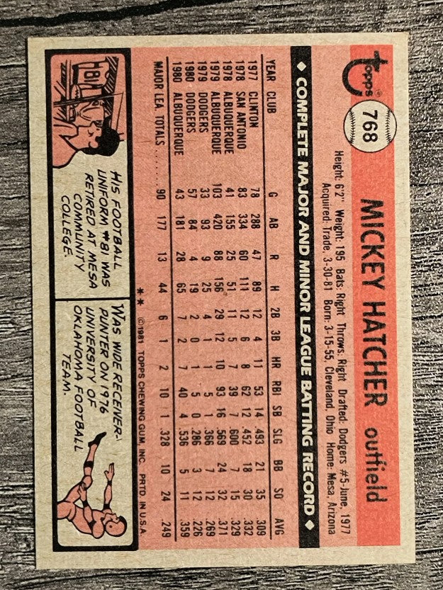 1981 Topps Traded #768 Mickey Hatcher