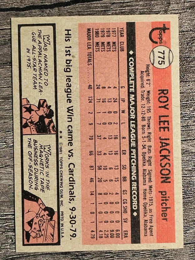1981 Topps Traded #775 Roy Lee Jackson
