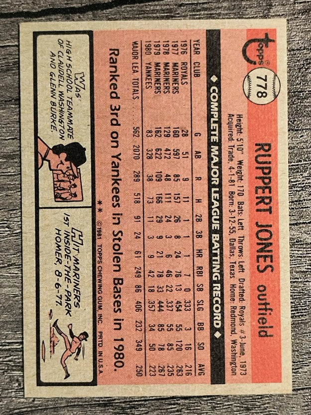 1981 Topps Traded #778 Ruppert Jones