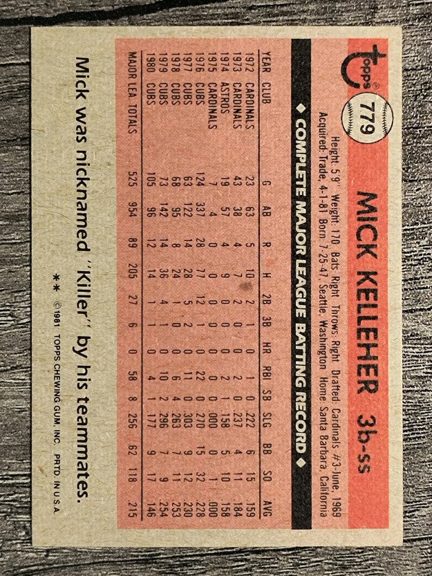 1981 Topps Traded #779 Mick Kelleher