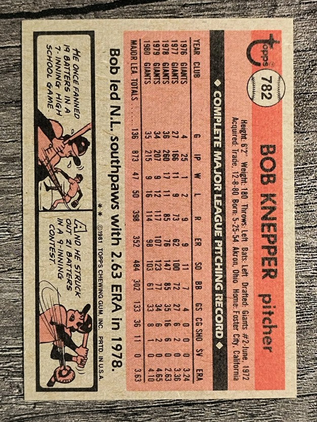 1981 Topps Traded #782 Bob Knepper